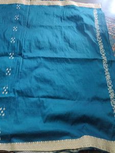 Teal &amp; Silver Banarasi Silk Saree