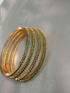 Emerald Bangles And Earrings Combo