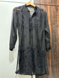 Elegant Black Chikankari Embroidered Kurta