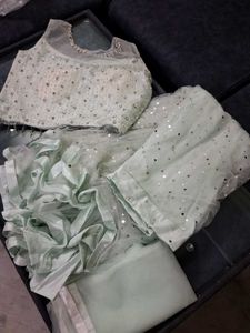 Sparkling Lehenga Choli Set Pista Green