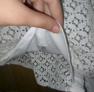 White net cut sleeves shirt