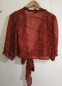 Red Floral Top/Shrug
