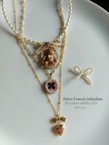 Floral Heart Locket Pendant Long Chain Necklace
