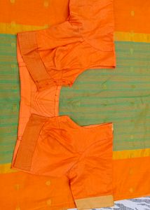 orange  green colour combination saree