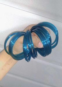 Glass Bangles, Blue And Red Size 2.2