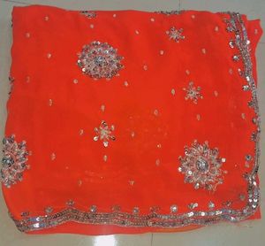 Orange Embellished Saree