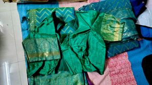 new dual shaded chiffon sea green saree