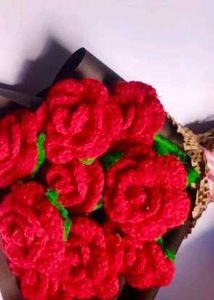 Red Crochet Rose Bouquet 🌹💐💐💐