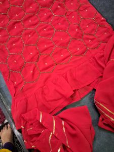 Red Embroidered Kurta Set 42 xl size