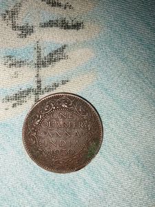 One QUARTER ANNA INDIA 1939 RARE COIN