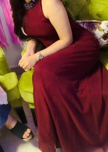 Maroon Party Wear Maxi Dress