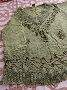 Olive Embroidery Top