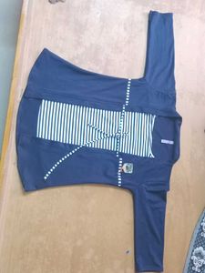 Striped Detail Navy Blue Top