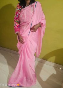 Pink Chiffon Saree