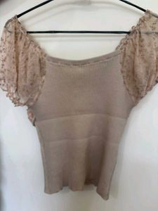 Pearl Detail Lace Top