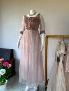 pink shimmery velvet bodice gown
