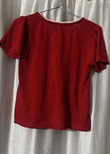 Red Lace Trim Cardigan