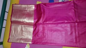 Pink Silk Saree with Gold Border