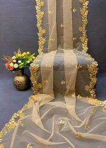 Elegant Embroidered Golden Dupatta