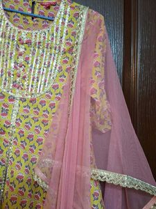Girls Lime Green &amp; Pink Floral Sharara Se