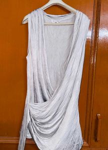 Elegant Silver Draped Top