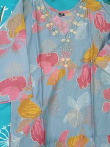 ❄️✨ POWDER BLUE MIRROR MAGIC KURTI ✨❄️