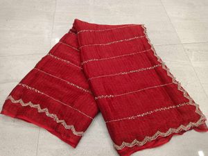 Elegant Red Embellished Saree