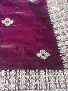Purple Saree with Silver Embellishments