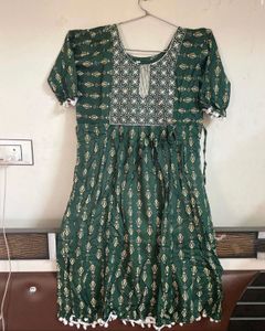 Green Printed Kurti Dress