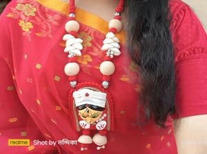 Beautiful Devi Murti Designed Necklace And Earring