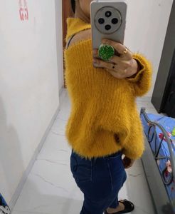 Mustard Fuzzy Knit Pullover