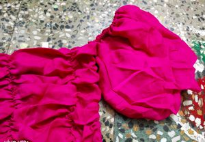 Pink Crop Top with Bell Sleeves