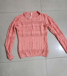Winter Evenings Coral Knitted Pullover