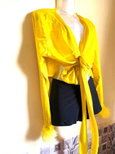 BOGO🎁Buy One Get 1 Free🎁Yellow Tie-Front Top