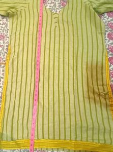 Green Striped South Cotton Kurti