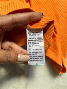 Orange Ribbed Tank Top