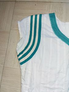 Elegant White &amp; Teal Embroidered Anarkali