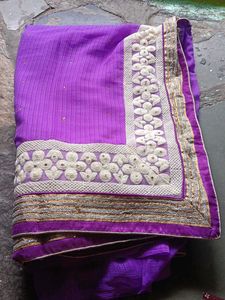 Purple Embroidered Saree