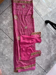 Pink & Gold Embellished Saree
