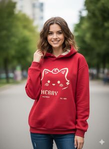Red Cherry Print Hoodie