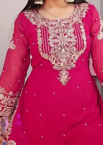 Maroon Embroidered Kurta Set