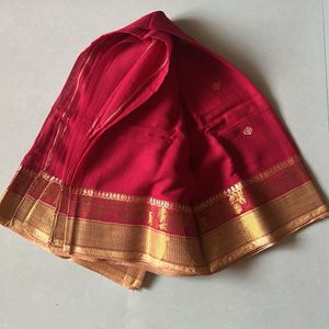 Red Saree with Gold Border