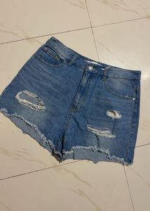 Distressed Denim Mom Shorts