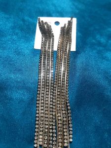 Sparkling Silver Tassel Earrings