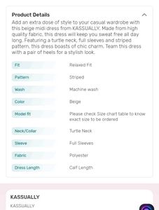 Elegant Striped Midi Dress (34-36)