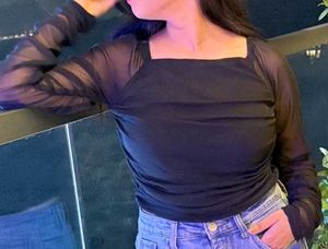 Sheer Black Long Sleeve Top