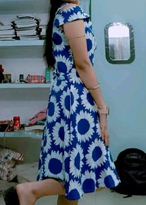 Blue &amp; White Sunflower Print Dress