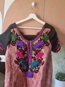 4XL Embroidery Beautiful Cotton Straight Kurti 😍
