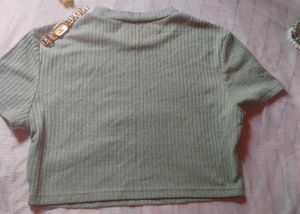 Sage Green Ribbed Crop Top