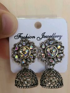 Oxidised Stone Decorated Mini Jhumkas